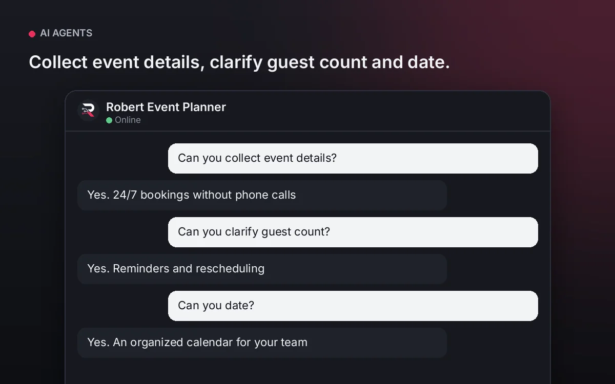 Event Planner AI Agent — Collect event details, clarify guest count and date.