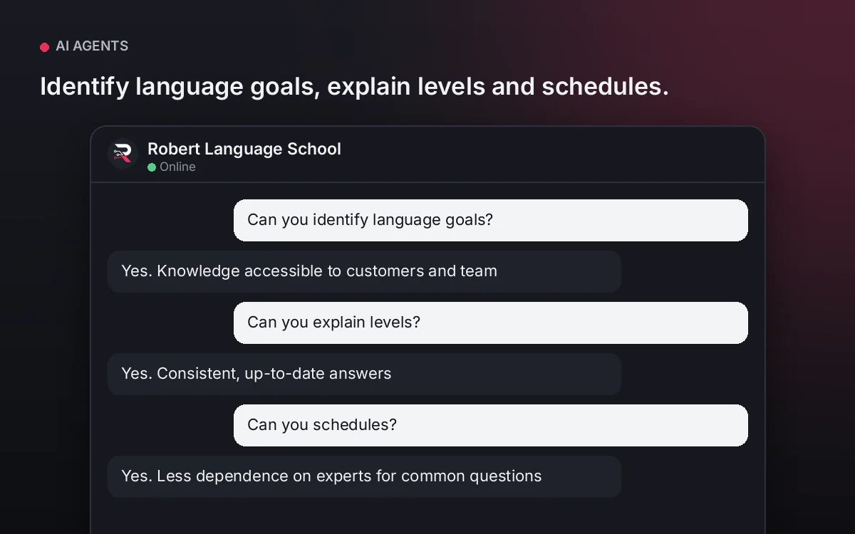 Language School AI Agent — Identify language goals, explain levels and schedules.