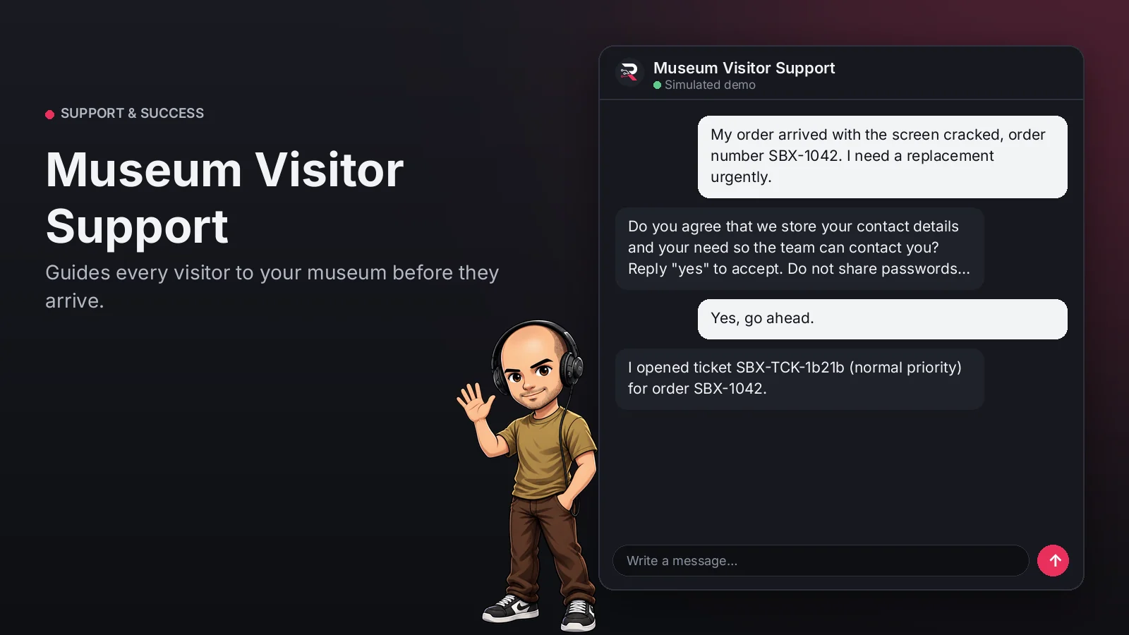 Hero image: Museum Visitor Support. Guides every visitor to your museum before they arrive.