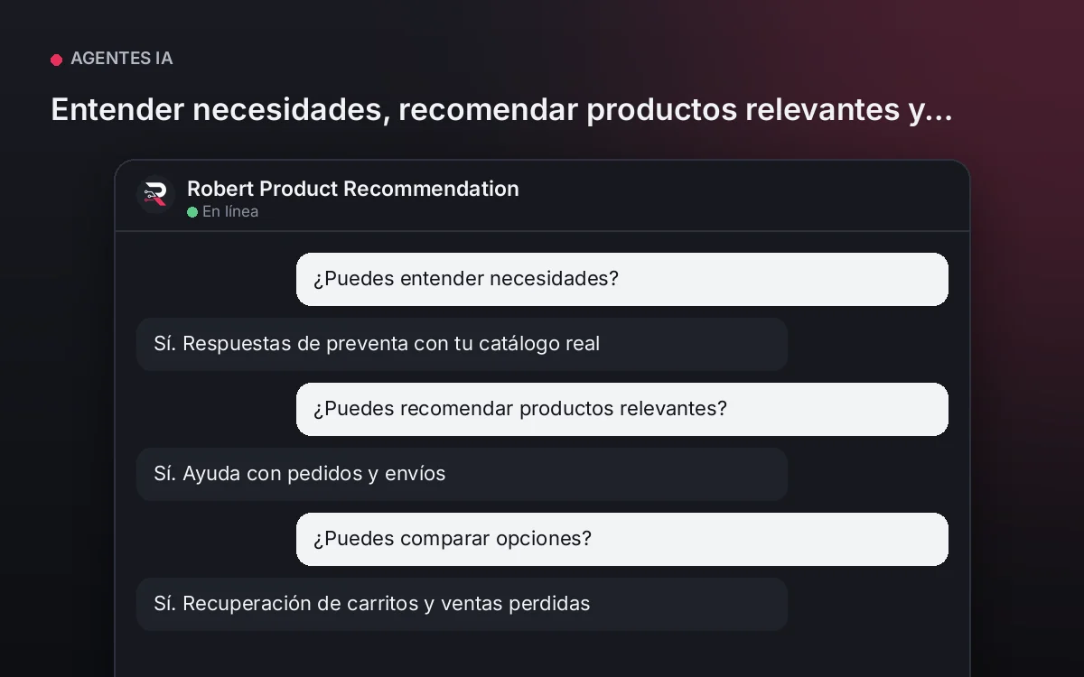 Agente Recomendador de Productos — Entender necesidades, recomendar productos relevantes y comparar opciones.