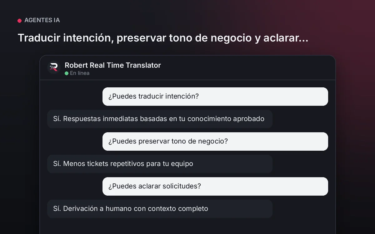 Agente Traductor Comercial — Traducir intención, preservar tono de negocio y aclarar solicitudes.