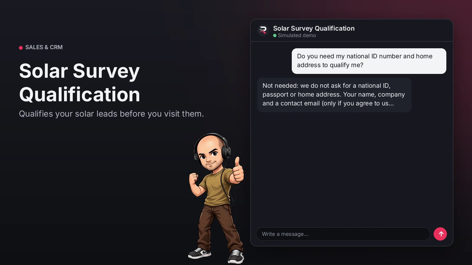 Hero image: Solar Survey Qualification. Qualifies your solar leads before you visit them.