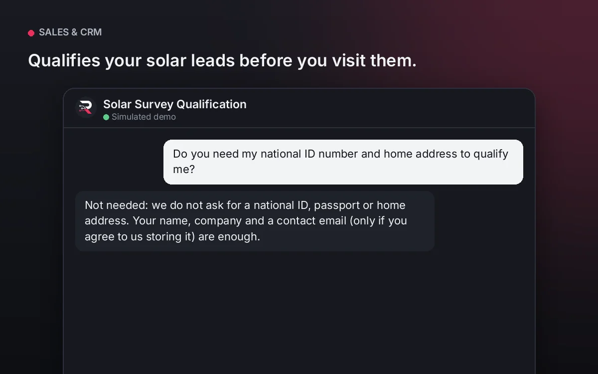 Cover: Solar Survey Qualification. Qualifies your solar leads before you visit them.