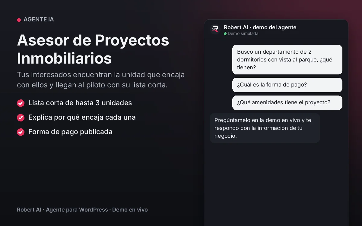 Portada: Asesor de Proyectos Inmobiliarios. Tus interesados encuentran la unidad que encaja con ellos y llegan al piloto con su lista corta.