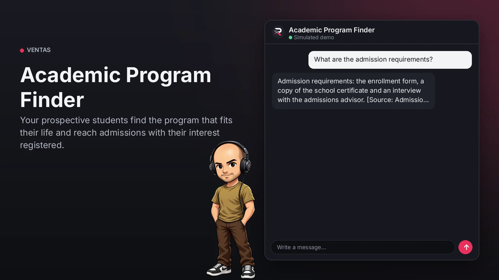 Hero image: Academic Program Finder. Your prospective students find the program that fits their life and reach admissions with their interest registered.