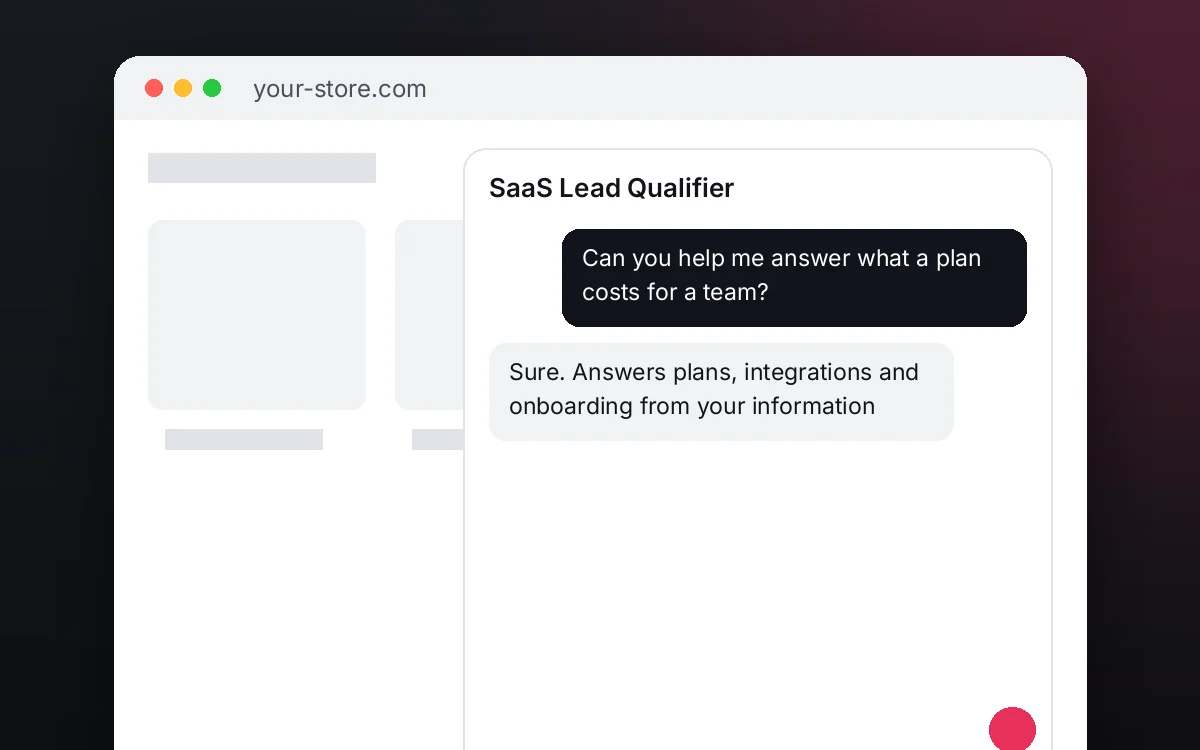 SaaS Lead Qualifier — Turns your SaaS website visits into qualified demos: need, size, tools and timeline before sales calls.