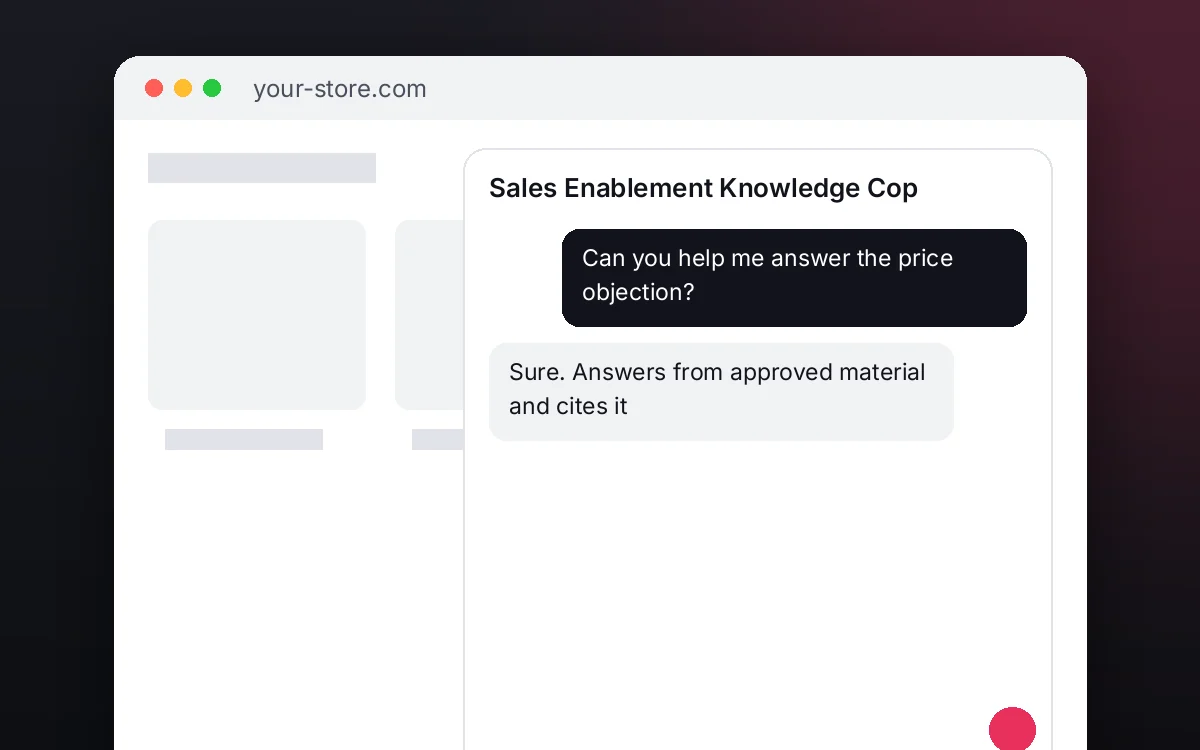Sales Enablement Knowledge Copilot — Your sales team finds approved material in seconds and answers objections with the source cited.