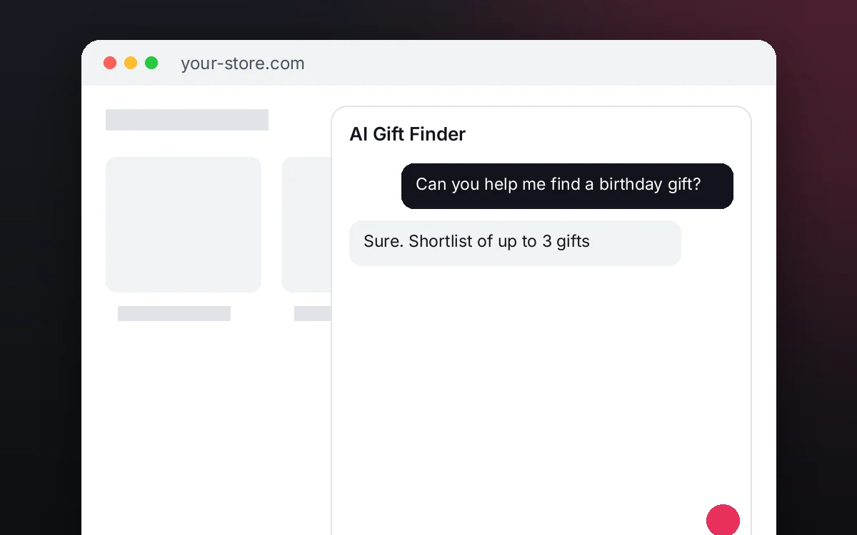 AI Gift Finder — Your customers find the perfect gift in a minute, within budget and with real stock.