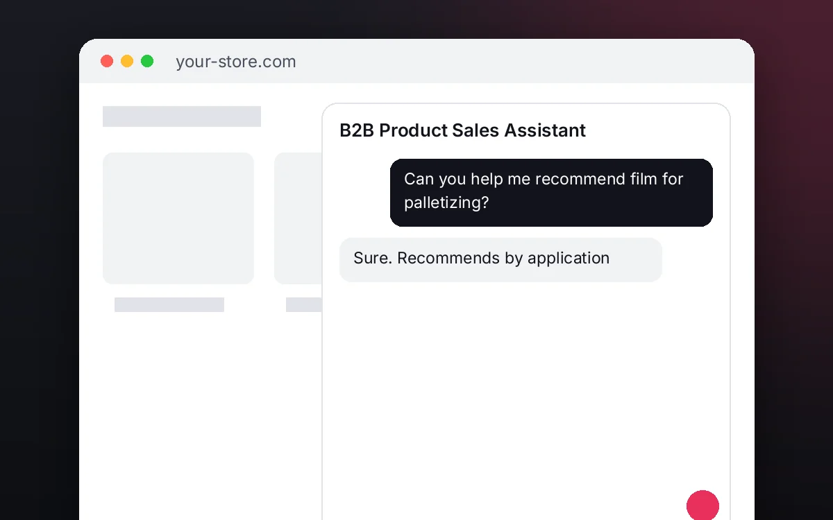 B2B Product Sales Assistant — Serves your business buyers with technical sheets and published volume prices, instantly.
