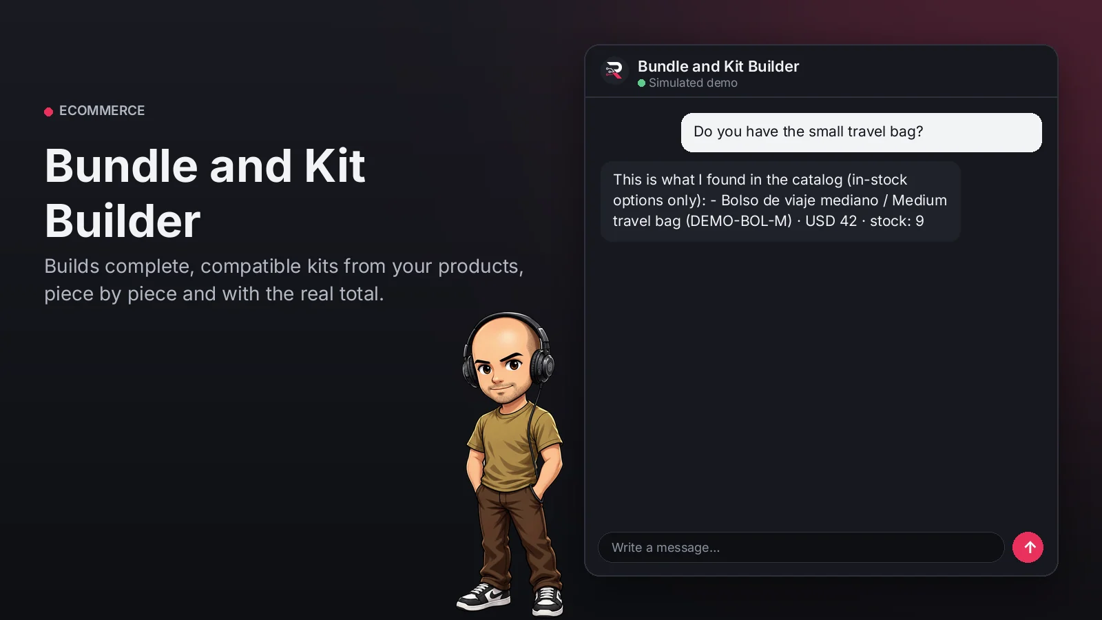 Hero image: Bundle and Kit Builder. Builds complete, compatible kits from your products, piece by piece and with the real total.