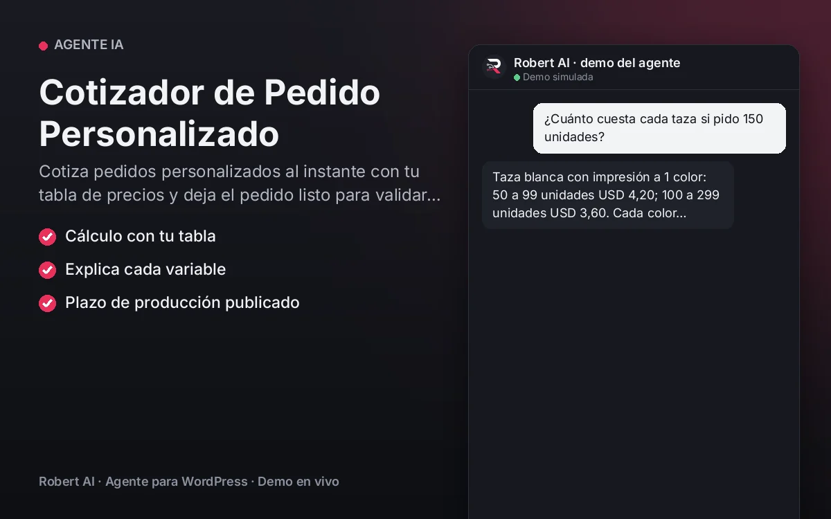 Portada: Cotizador de Pedido Personalizado. Cotiza pedidos personalizados al instante con tu tabla de precios y deja el pedido listo para validar el arte.