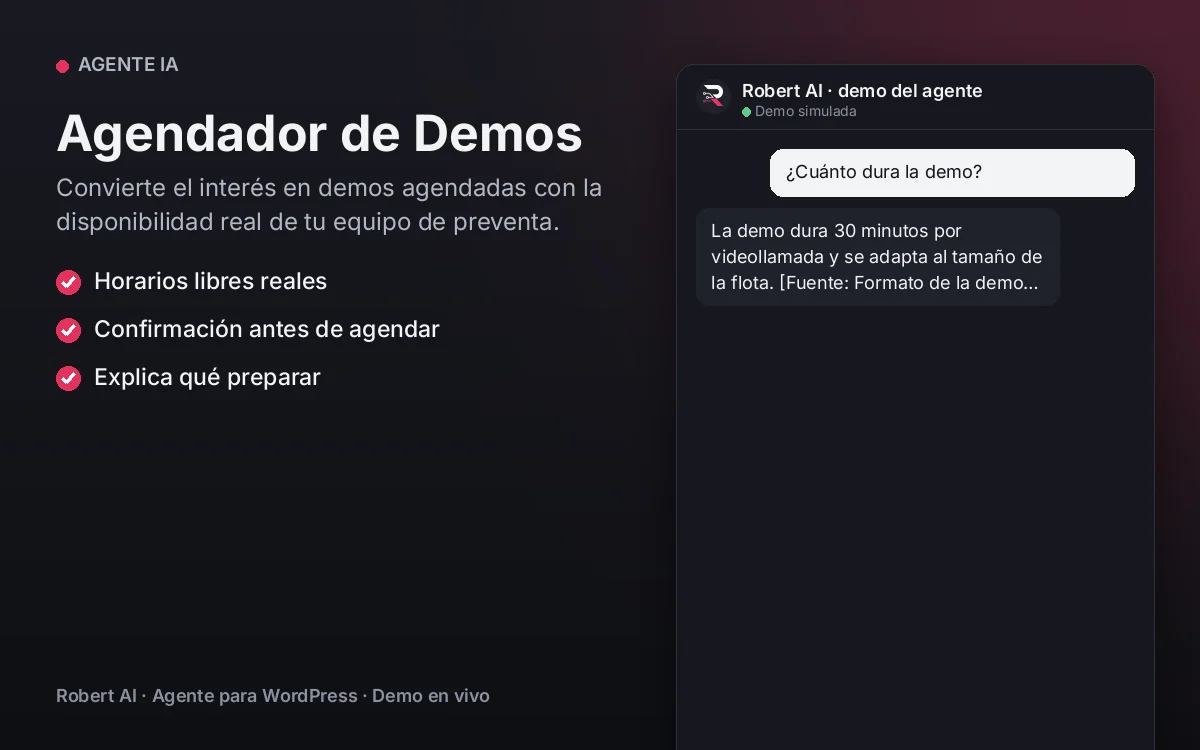 Portada: Agendador de Demos. Convierte el interés en demos agendadas con la disponibilidad real de tu equipo de preventa.