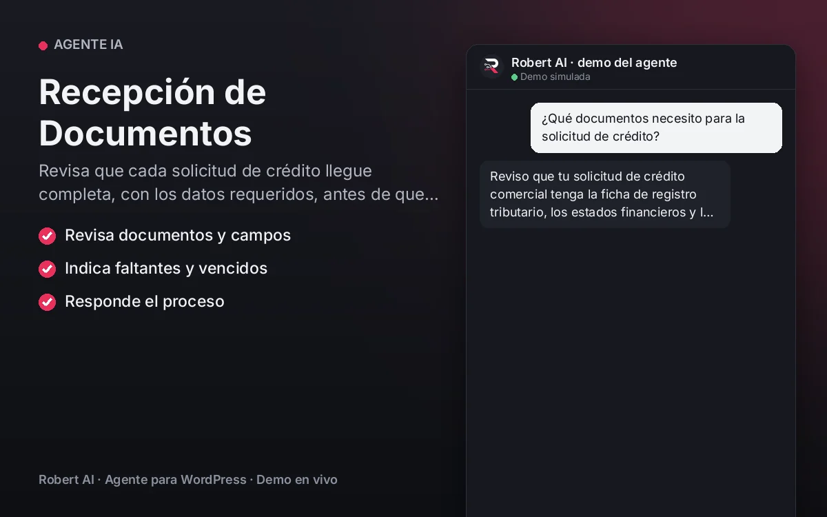 Portada: Recepción de Documentos. Revisa que cada solicitud de crédito llegue completa, con los datos requeridos, antes de que tu equipo la evalúe.