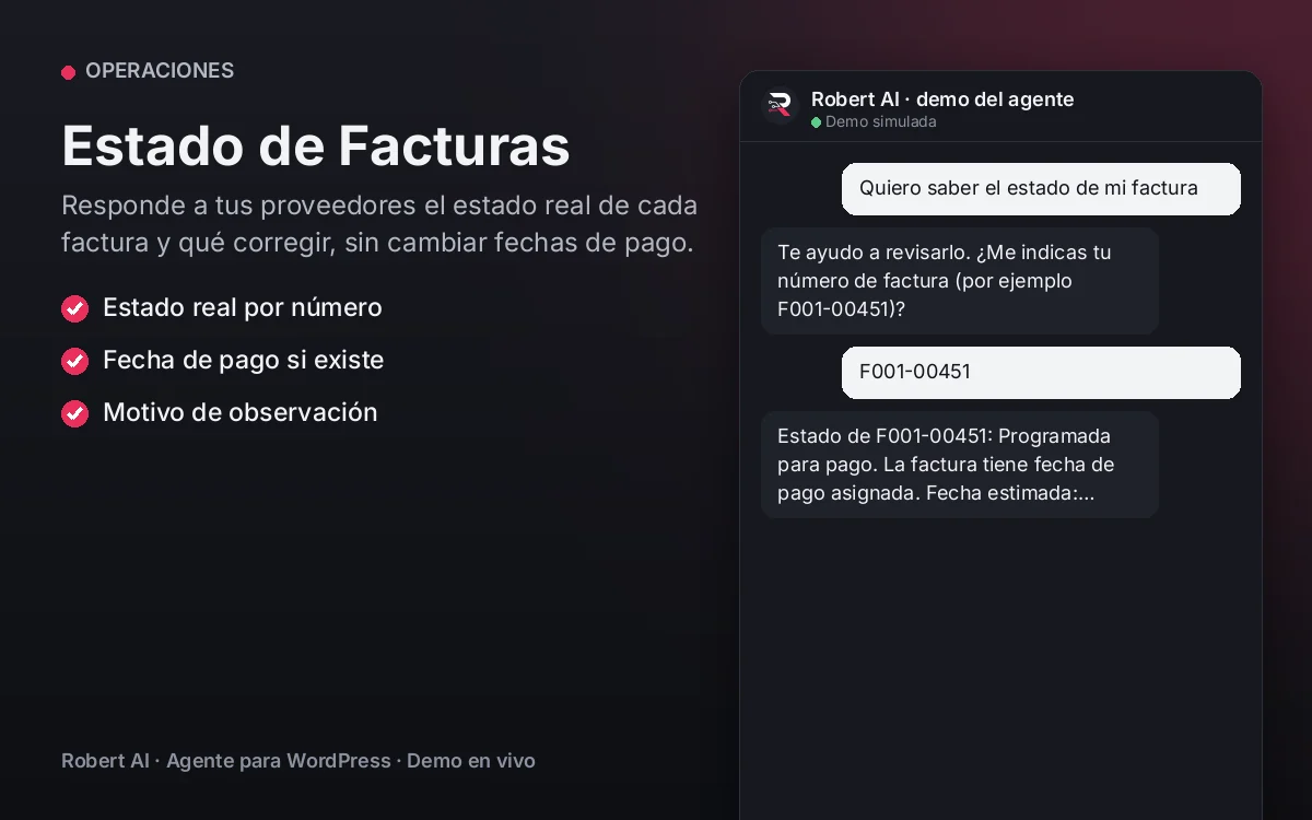 Portada: Estado de Facturas. Responde a tus proveedores el estado real de cada factura y qué corregir, sin cambiar fechas de pago.