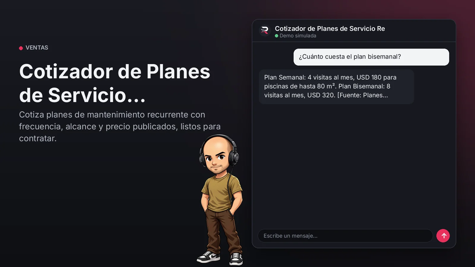 Imagen principal: Cotizador de Planes de Servicio Recurrente. Cotiza planes de mantenimiento recurrente con frecuencia, alcance y precio publicados, listos para contratar.